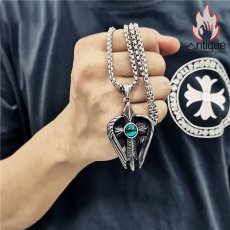 画像15: Antique Jewelry 堕天使 十字架ペンダント 悪魔の目 個性 ヒップホップ メンズネックレス チタン鋼 パンク ファッションペンダント アクセサリー (15)