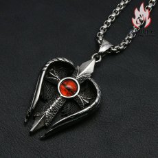 画像6: Antique Jewelry 堕天使 十字架ペンダント 悪魔の目 個性 ヒップホップ メンズネックレス チタン鋼 パンク ファッションペンダント アクセサリー (6)