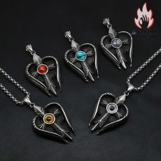 画像7: Antique Jewelry 堕天使 十字架ペンダント 悪魔の目 個性 ヒップホップ メンズネックレス チタン鋼 パンク ファッションペンダント アクセサリー (7)