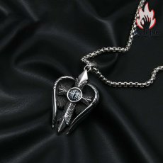 画像9: Antique Jewelry 堕天使 十字架ペンダント 悪魔の目 個性 ヒップホップ メンズネックレス チタン鋼 パンク ファッションペンダント アクセサリー (9)