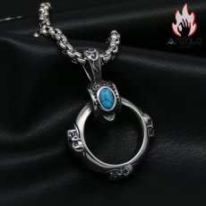 画像2: Antique Jewelry 欧米風 レトロ 指輪ネックレス ファッション 個性 パンク ブルー松 ドクロ チタン鋼 オリジナル 指輪ペンダント アクセサリー (2)