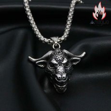 画像4: Antique Jewelry レトロネックレス メンズ カモシカヘッド ペンダント 個性的なチタン鋼 パンク おしゃれ ペンダント ヒップホップ セーターチェーン アクセサリー (4)