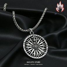 画像3: Antique Jewelry レトロ ネックレス クロスター コンパス チタン鋼 男性 ヒップホップペンダント セーターネックレス アクセサリー (3)