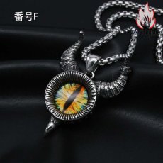 画像7: Antique Jewelry 悪魔の目 ネックレス 男性 ファッション チタン鋼 レトロ ヒップホップ ペンダント オリジナル アクセサリー (7)