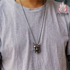 画像4: Antique Jewelry 般若の面 ネックレス レトロ チタン鋼  赤鬼 ドクロ パンク メンズ ペンダント アクセサリー (4)