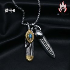 画像3: Antique Jewelry レトロ 羽 ネックレス チタン鋼 個性的な葉 鷹 ロングネックレス ペンダントメンズセーターチェーン アクセサリー (3)