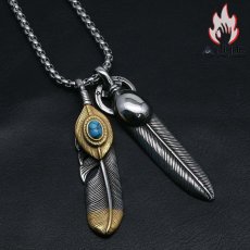 画像8: Antique Jewelry レトロ 羽 ネックレス チタン鋼 個性的な葉 鷹 ロングネックレス ペンダントメンズセーターチェーン アクセサリー (8)