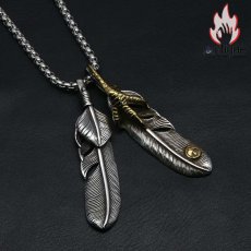 画像9: Antique Jewelry レトロ 羽 ネックレス チタン鋼 個性的な葉 鷹 ロングネックレス ペンダントメンズセーターチェーン アクセサリー (9)