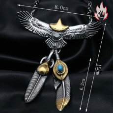 画像10: Antique Jewelry レトロ 飛鷹 羽根 ネックレス チタン鋼 ダイキンイーグル ヒップホッ プペンダント アクセサリー (10)