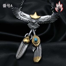 画像2: Antique Jewelry レトロ 飛鷹 羽根 ネックレス チタン鋼 ダイキンイーグル ヒップホッ プペンダント アクセサリー (2)