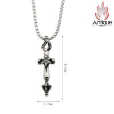 画像8: Antique Jewelry レトロ 六芒星 十字金剛杵 ネックレス クロワッサン チタン鋼 パンク オリジナル ヒップホップ ペンダント アクセサリー (8)