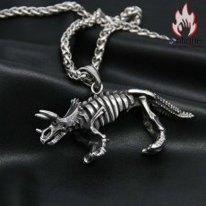 画像11: Antique Jewelry ティラノサウルス ドクロ ネックレス 恐竜骨格 パンク チタン鋼 ヒップホップ ペンダント 学生 セーターチェーン レトロなアクセサリー (11)