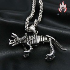 画像12: Antique Jewelry ティラノサウルス ドクロ ネックレス 恐竜骨格 パンク チタン鋼 ヒップホップ ペンダント 学生 セーターチェーン レトロなアクセサリー (12)