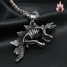 画像17: Antique Jewelry ティラノサウルス ドクロ ネックレス 恐竜骨格 パンク チタン鋼 ヒップホップ ペンダント 学生 セーターチェーン レトロなアクセサリー (17)