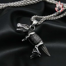 画像7: Antique Jewelry ティラノサウルス ドクロ ネックレス 恐竜骨格 パンク チタン鋼 ヒップホップ ペンダント 学生 セーターチェーン レトロなアクセサリー (7)