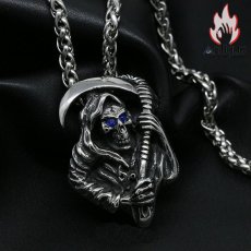 画像2: Antique Jewelry パンク 鎌 死神 ドクロ ネックレス メンズ ファッション レトロ チタン鋼 ヒップホップ ペンダント アクセサリー (2)