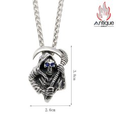 画像9: Antique Jewelry パンク 鎌 死神 ドクロ ネックレス メンズ ファッション レトロ チタン鋼 ヒップホップ ペンダント アクセサリー (9)