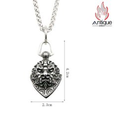 画像8: Antique Jewelry レトロ ライオン 山の神 魔除け 鈴 ペンダント 両面 チタン鋼 個性ネックレス ペンダント アクセサリー (8)