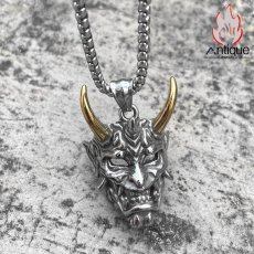 画像10: Antique Jewelry メンズ ヴィンテージ悪魔のペンダント パンクスタイルロングチェーン 色落ちしないチタンスチールネックレス (10)