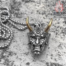 画像11: Antique Jewelry メンズ ヴィンテージ悪魔のペンダント パンクスタイルロングチェーン 色落ちしないチタンスチールネックレス (11)