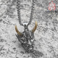 画像12: Antique Jewelry メンズ ヴィンテージ悪魔のペンダント パンクスタイルロングチェーン 色落ちしないチタンスチールネックレス (12)