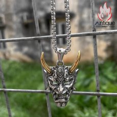 画像13: Antique Jewelry メンズ ヴィンテージ悪魔のペンダント パンクスタイルロングチェーン 色落ちしないチタンスチールネックレス (13)