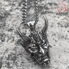 画像5: Antique Jewelry メンズ ヴィンテージ悪魔のペンダント パンクスタイルロングチェーン 色落ちしないチタンスチールネックレス (5)