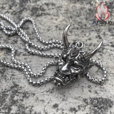 画像6: Antique Jewelry メンズ ヴィンテージ悪魔のペンダント パンクスタイルロングチェーン 色落ちしないチタンスチールネックレス (6)