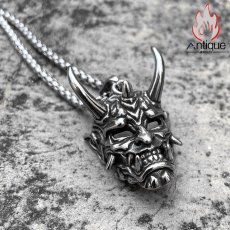 画像7: Antique Jewelry メンズ ヴィンテージ悪魔のペンダント パンクスタイルロングチェーン 色落ちしないチタンスチールネックレス (7)