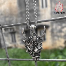 画像9: Antique Jewelry メンズ ヴィンテージ悪魔のペンダント パンクスタイルロングチェーン 色落ちしないチタンスチールネックレス (9)