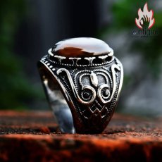 画像6: Antique Jewelry 欧米の高級感タイガーアイ・スチールリング　個性的で男性的　復古指輪に埋め込まれた、タイタンスチールリング (6)