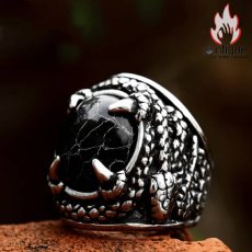 画像3: Antique Jewelry 蛇のようなドラゴンクロー・ブラックオニキス・チタンスチールリング　ビンテージで個性的、時代を超越した指輪 (3)