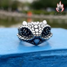 画像2: Antique Jewelry 高級感あふれるパイソン柄デザインチタンスチールメンズ指輪、古風な印象が魅力の食指リング (2)
