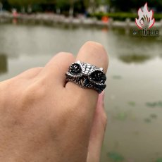 画像8: Antique Jewelry 高級感あふれるパイソン柄デザインチタンスチールメンズ指輪、古風な印象が魅力の食指リング (8)