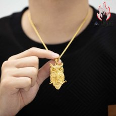 画像8: Antique Jewelry ヴィンテージ パンク風チタンスチール フクロウとスカルペンダント ネックレス 色落ちしない 高級感のあるメンズアクセサリー (8)