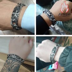 画像9: Antique Jewelry モダンでレトロなチタンスチール製十字架ブレスレット 男性用の高級感があり、個性的な朋克・バスケットボールアクセサリー (9)