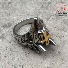 画像6: Antique Jewelry パンク風ギリシャ神話のアヌビスチタン鋼リング、高級感があり、色あせしない、身を守る、中指リング (6)