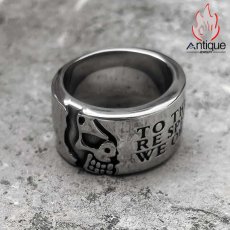 画像1: Antique Jewelry パンク風 半顔のスカル チタン鋼リング、男性用、個性的、欧米レトロ、ファッションリング (1)