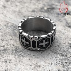 画像3: Antique Jewelry 高級感のあるレトロな十字架リング 男性用の個性的な指輪アクセサリーで、チタンスチール製で長持ち (3)