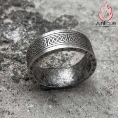 画像1: Antique Jewelry パンク風 アイルランド・ケルトのチタン鋼リング、男性用、レトロ、個性的、人差し指リング (1)