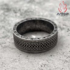 画像3: Antique Jewelry パンク風 アイルランド・ケルトのチタン鋼リング、男性用、レトロ、個性的、人差し指リング (3)