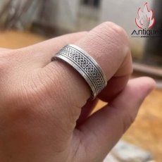 画像6: Antique Jewelry パンク風 アイルランド・ケルトのチタン鋼リング、男性用、レトロ、個性的、人差し指リング (6)