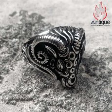 画像4: Antique Jewelry パンク風 アンテロープ ファッションチタン鋼リング、男性用、高級感があり、色あせしないアクセサリー (4)