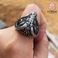 画像8: Antique Jewelry パンク風 アンテロープ ファッションチタン鋼リング、男性用、高級感があり、色あせしないアクセサリー (8)