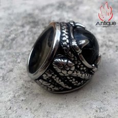 画像3: Antique Jewelry パンク風 蛇 個性的な黒いチタン鋼リング 男性用アクセサリー指輪 (3)