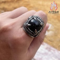 画像8: Antique Jewelry パンク風 蛇 個性的な黒いチタン鋼リング 男性用アクセサリー指輪 (8)