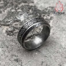 画像1: Antique Jewelry パンク風 ヴァイキング北米ヨーロッパ風ヒョウのトーテムリング、チタン鋼、レトロ、男性用人差し指リング (1)