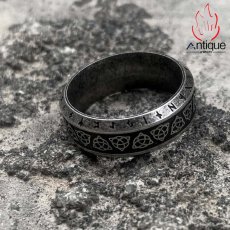 画像2: Antique Jewelry パンク風 ヴァイキング北米ヨーロッパ風ヒョウのトーテムリング、チタン鋼、レトロ、男性用人差し指リング (2)