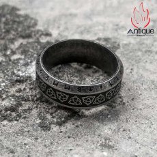 画像5: Antique Jewelry パンク風 ヴァイキング北米ヨーロッパ風ヒョウのトーテムリング、チタン鋼、レトロ、男性用人差し指リング (5)