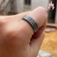 画像8: Antique Jewelry パンク風 ヴァイキング北米ヨーロッパ風ヒョウのトーテムリング、チタン鋼、レトロ、男性用人差し指リング (8)